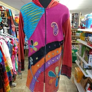 Hand Stitched Multi color Nepal Hippie Jacket Long